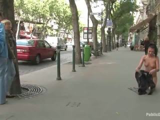 European mademoiselle enslaved in public