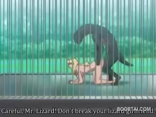 Cycate anime dziewczyna cipa przybity ciężko przez potwór w the zoo