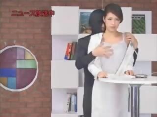 Japanese Newscaster gets Fucked on Air, sex clip 73