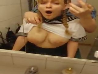 Busty teenager getting fucked in bathroom