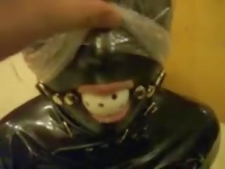 اللاتكس عبودية و البلاستيك bag breathplay, جنس قصاصة ميلادي